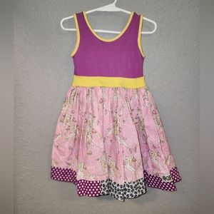 KPea Boutique floral giraffe/elephant multi-colored dress. Size 3t